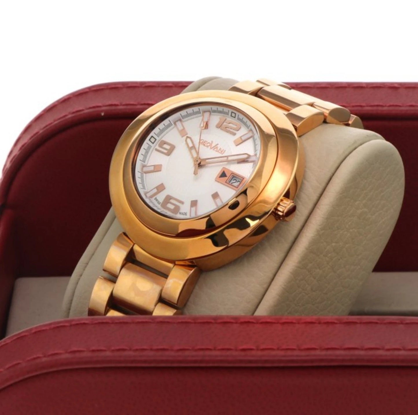 Geovani Swiss 44mm Stainless Steel PVD Rose Gold Quartz Watch 3ATM GOB511