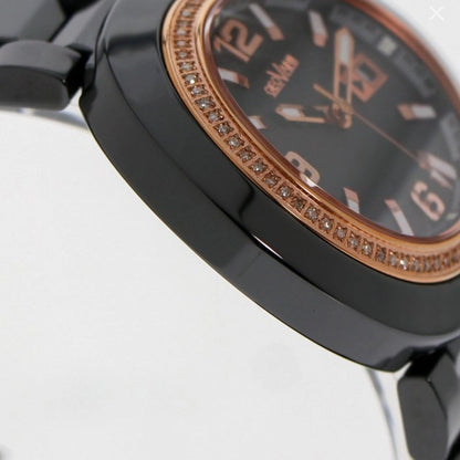 GEOVANI • Swiss Watch • Black Ceramic • 34mm • Quartz • 3ATM • GOL510 • Gemmed