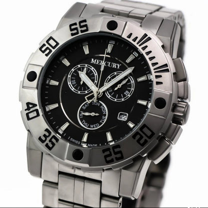 Mercury Swiss 44mm Stainless Steel Quartz Chronograph Watch 5ATM • ME10225