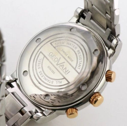 GEOVANI Swiss 45mm Stainless Steel & PVD Gold Chronograph Watch 5ATM GOC555
