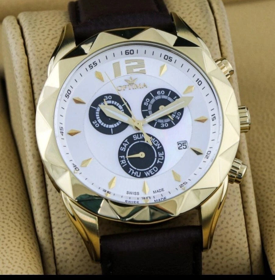 Optima Swiss Chronograph Watch Stainless Steel Quartz OSC268 Day Date