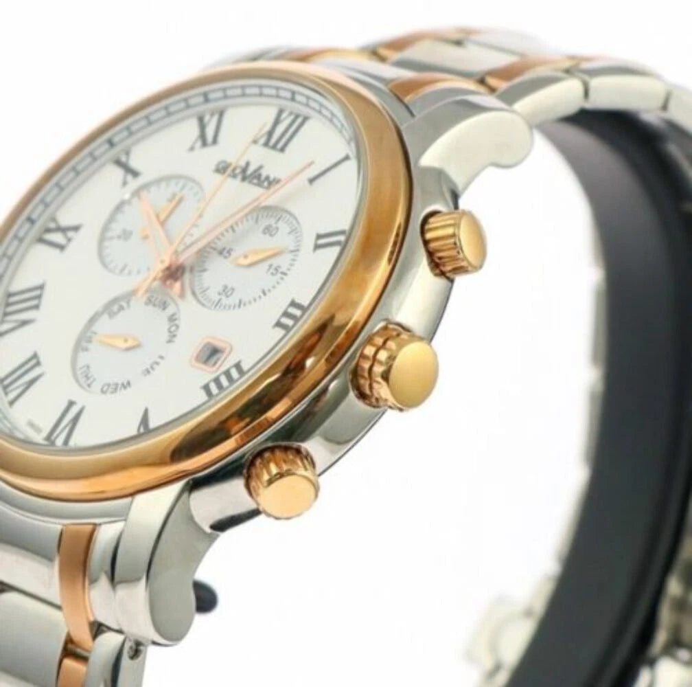 GEOVANI Swiss 45mm Stainless Steel & PVD Gold Chronograph Watch 5ATM GOC555