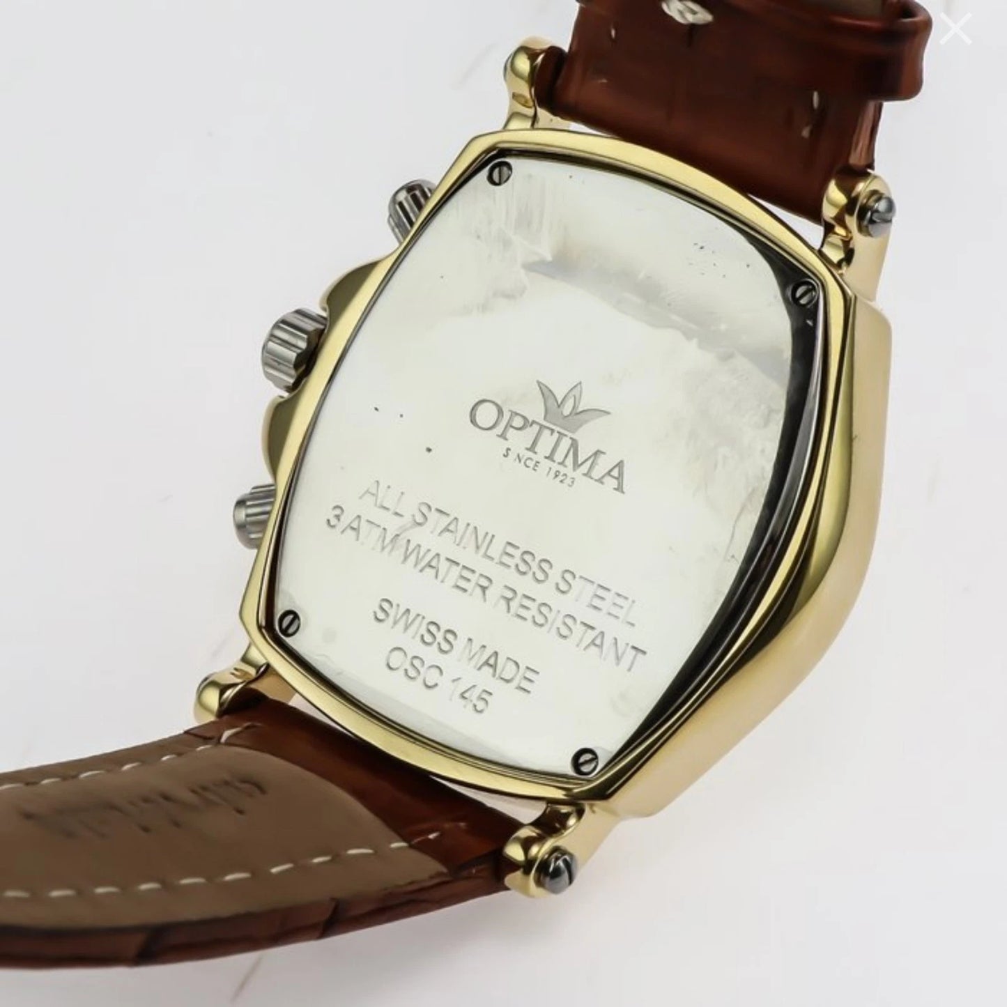 Optima Swiss Chronograph Watch 47x52.4mm PVD Gold & Stainless Steel Quartz 3ATM