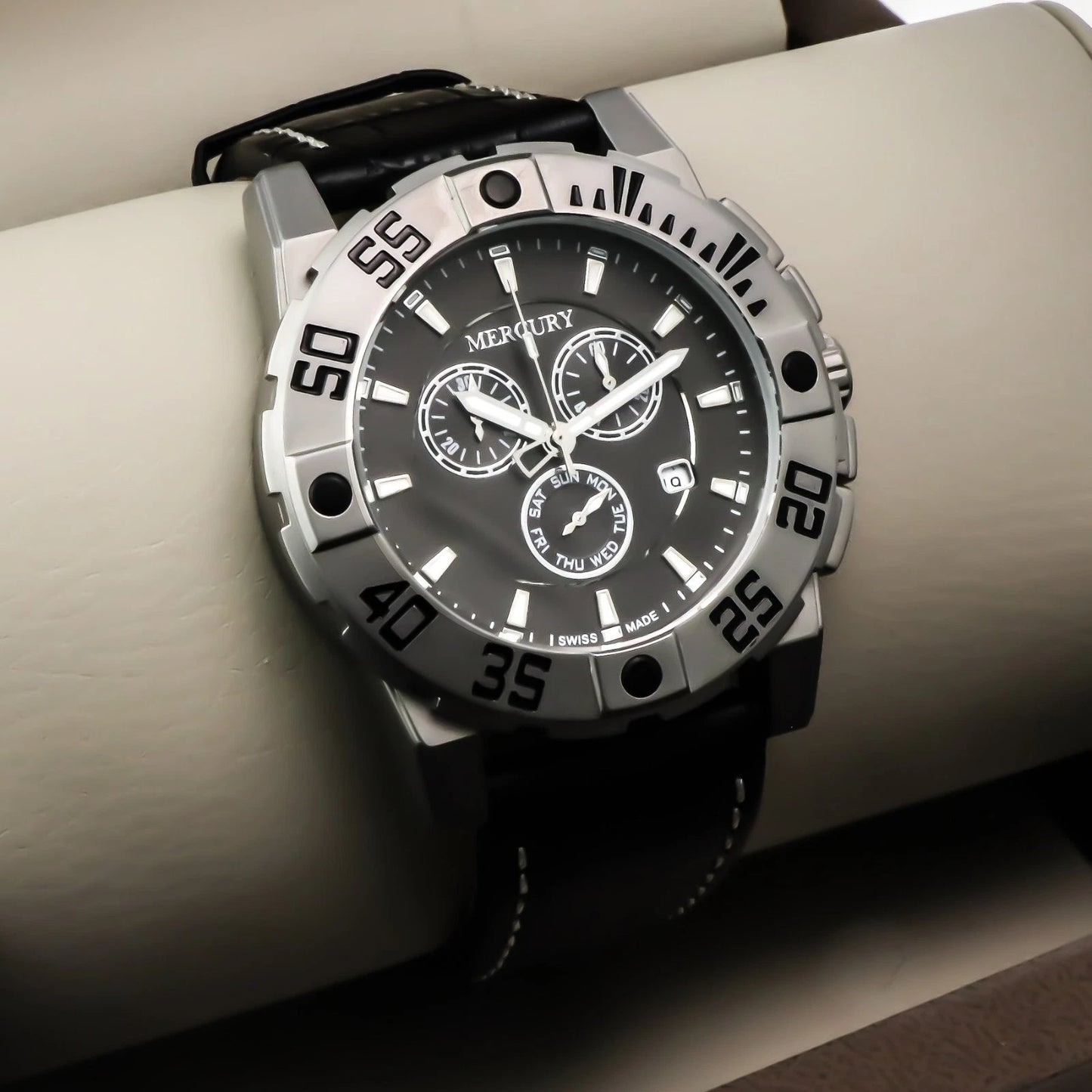 Mercury Swiss 44mm Stainless Steel Quartz Chronograph Watch 5ATM ME10225