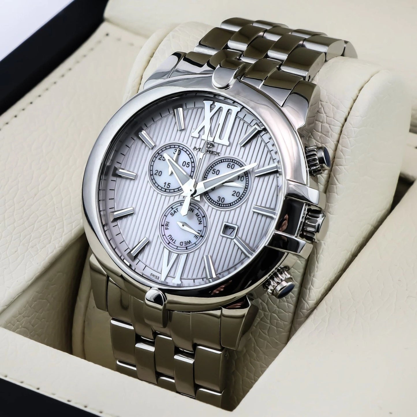 Murex Swiss 45mm Chronograph Watch Stainless Steel Quartz 5 ATM MUC512