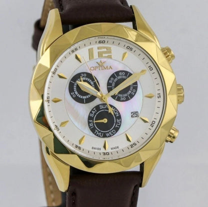 Optima Swiss Chronograph Watch Stainless Steel Quartz OSC268 Day Date