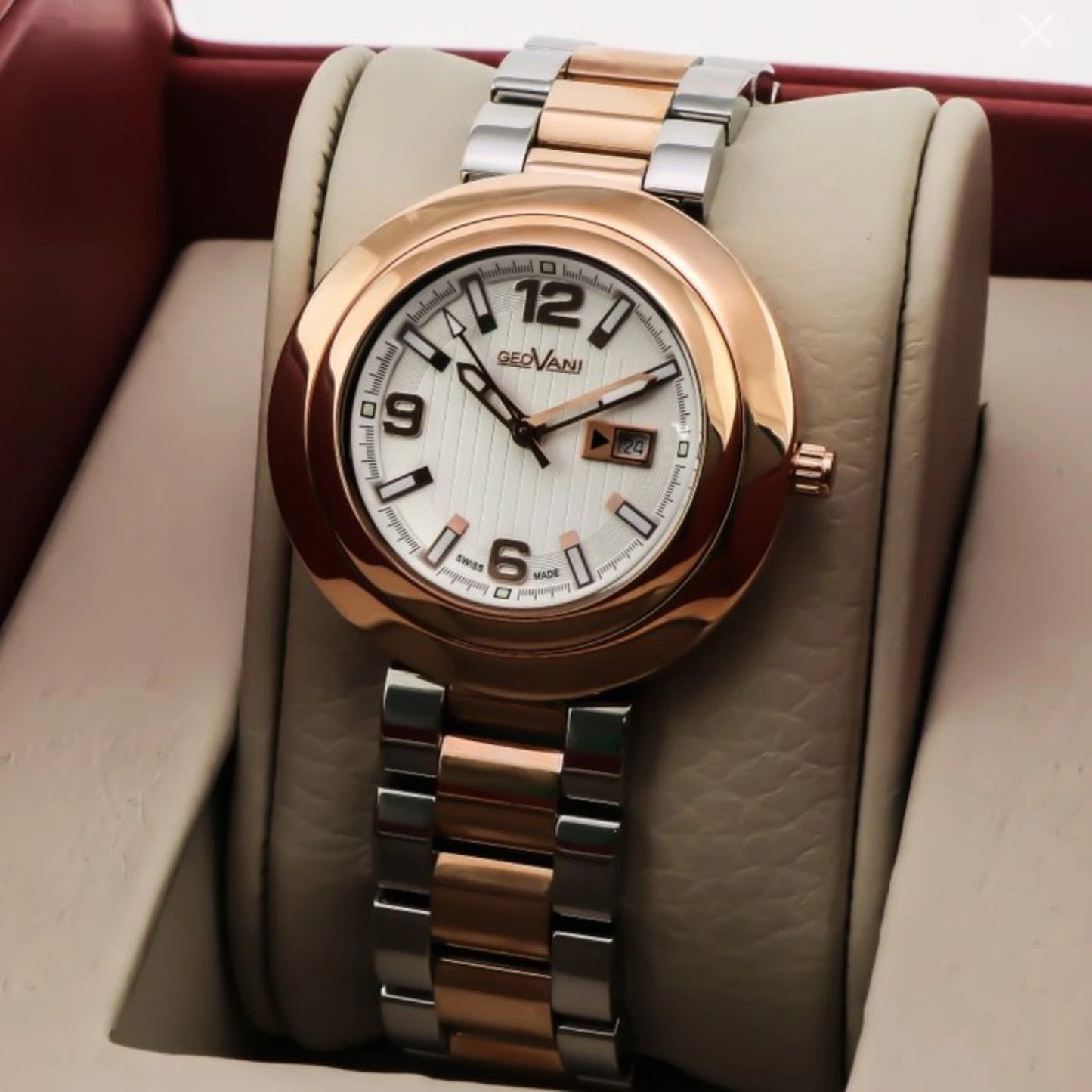 Geovani Swiss 38mm Stainless Steel & PVD Rose Gold Quartz Watch 3ATM GOL511