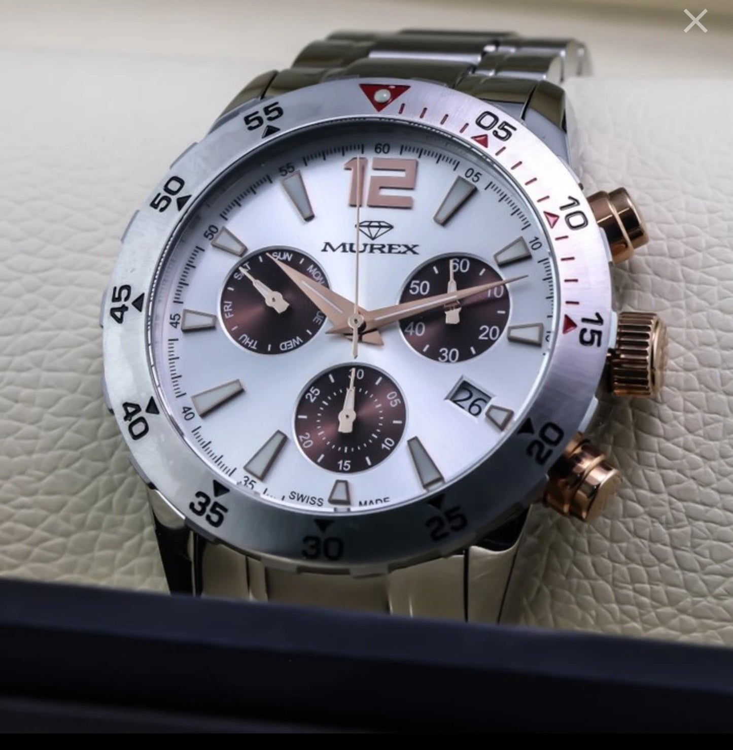 Murex Swiss Chronograph Watch 49mm Stainless Steel & PVD Rose Gold Quartz MUC594