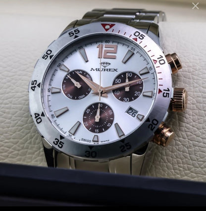 Murex Swiss Chronograph Watch 49mm Stainless Steel & PVD Rose Gold Quartz MUC594
