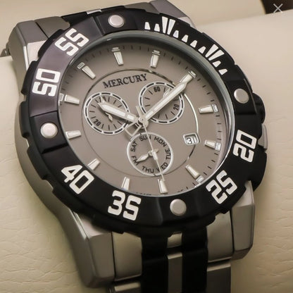 Mercury Swiss 44mm Stainless Steel Quartz Chronograph Watch 5ATM ME10225