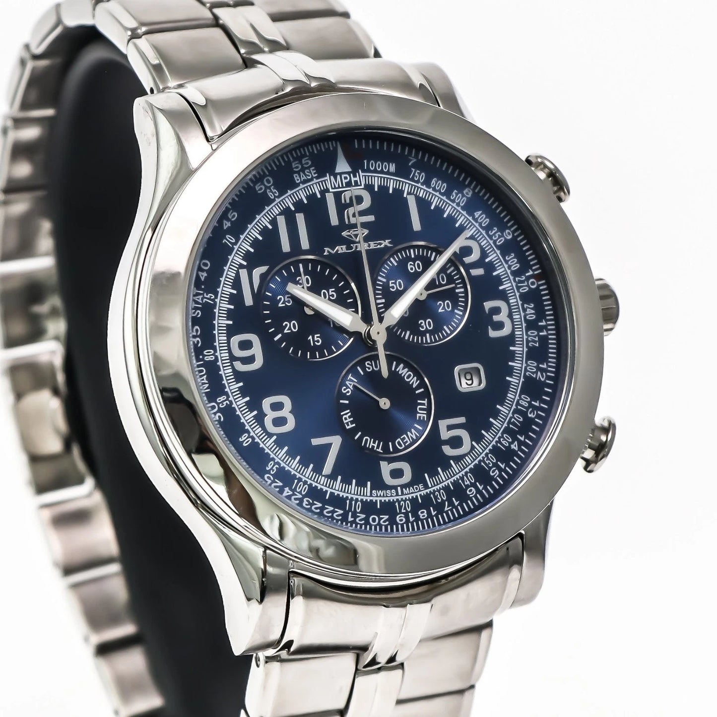 Murex Swiss 45mm Chronograph Watch Stainless Steel Quartz 5 ATM• MUC533