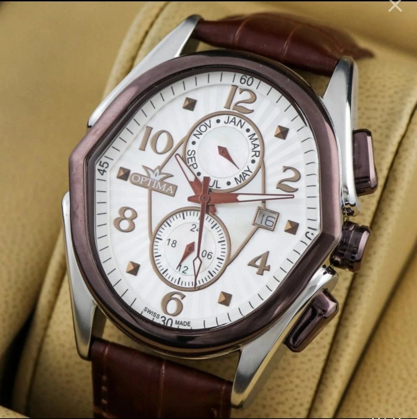 OPTIMA • ME1080-RCX-S-1 • 42x44.5mm • Swiss Watch • Date SubDay • Dual Time