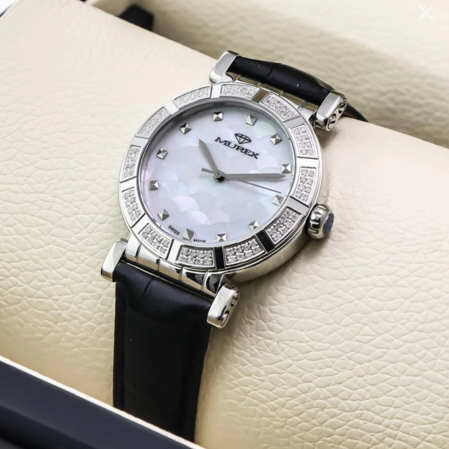Murex Swiss Diamond Watch 34mm Stainless Steel & Silver Quartz 5ATM RSL964