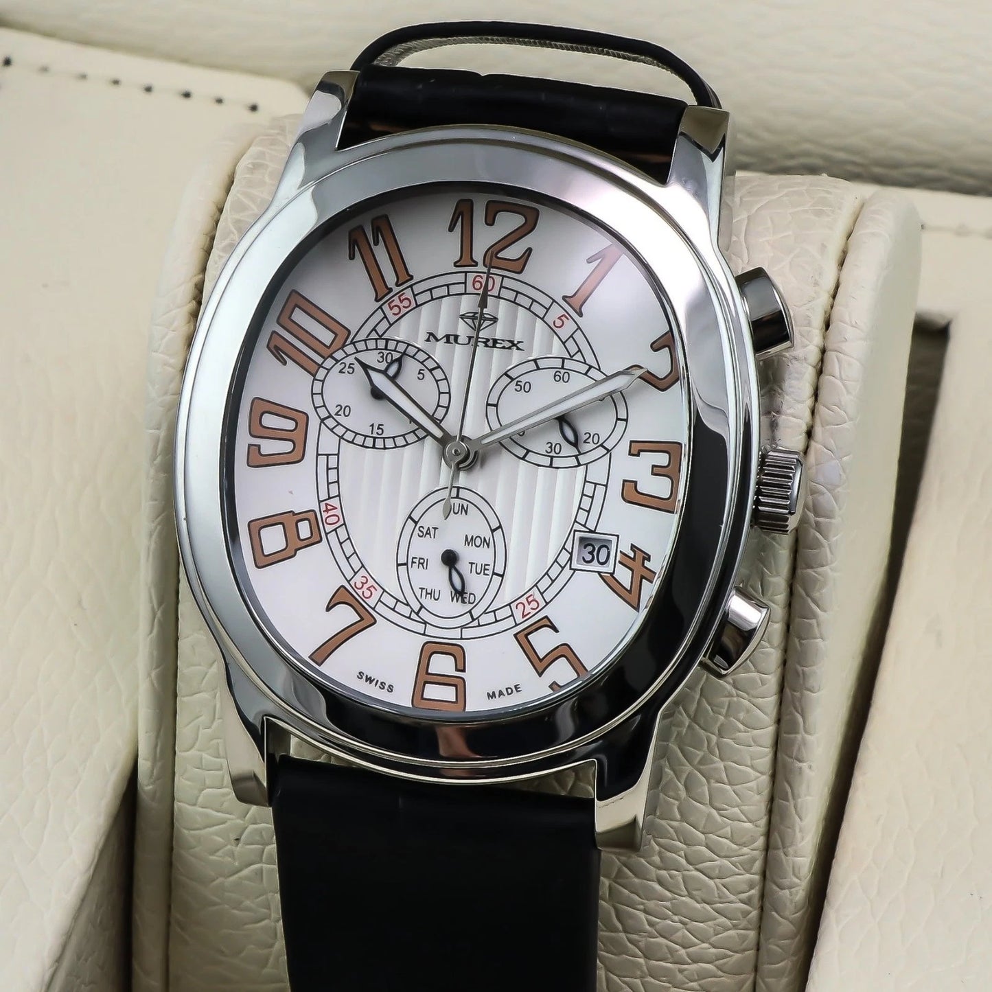 Murex Swiss Moonphase Watch Stainless Steel Quartz 3ATM ISC701