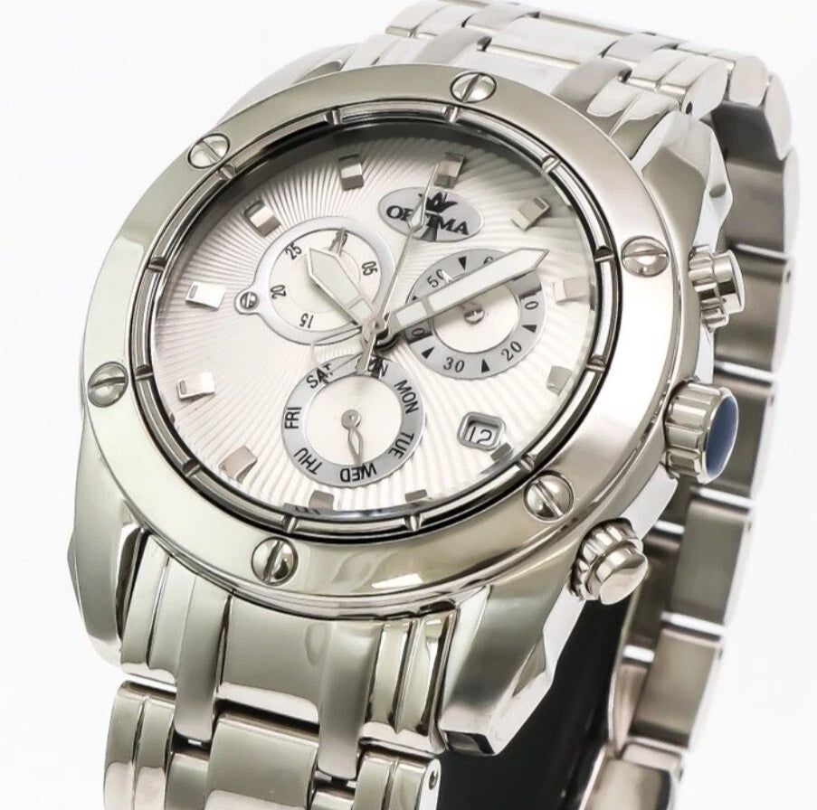 Optima • Swiss Chronograph Watch • OSC293-SS-1 • Date SubDay • 45mm WR 5ATM