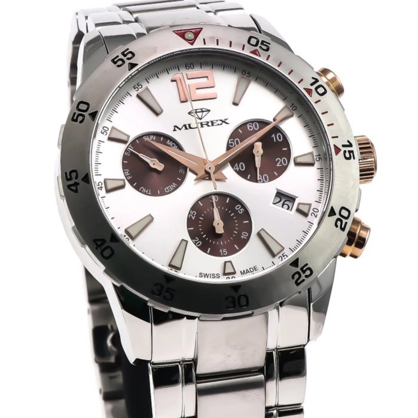 Murex Swiss Chronograph Watch 49mm Stainless Steel & PVD Rose Gold Quartz MUC594