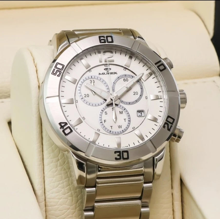 Murex Swiss 45mm Chronograph Watch Stainless Steel Quartz 5 ATM MUC526