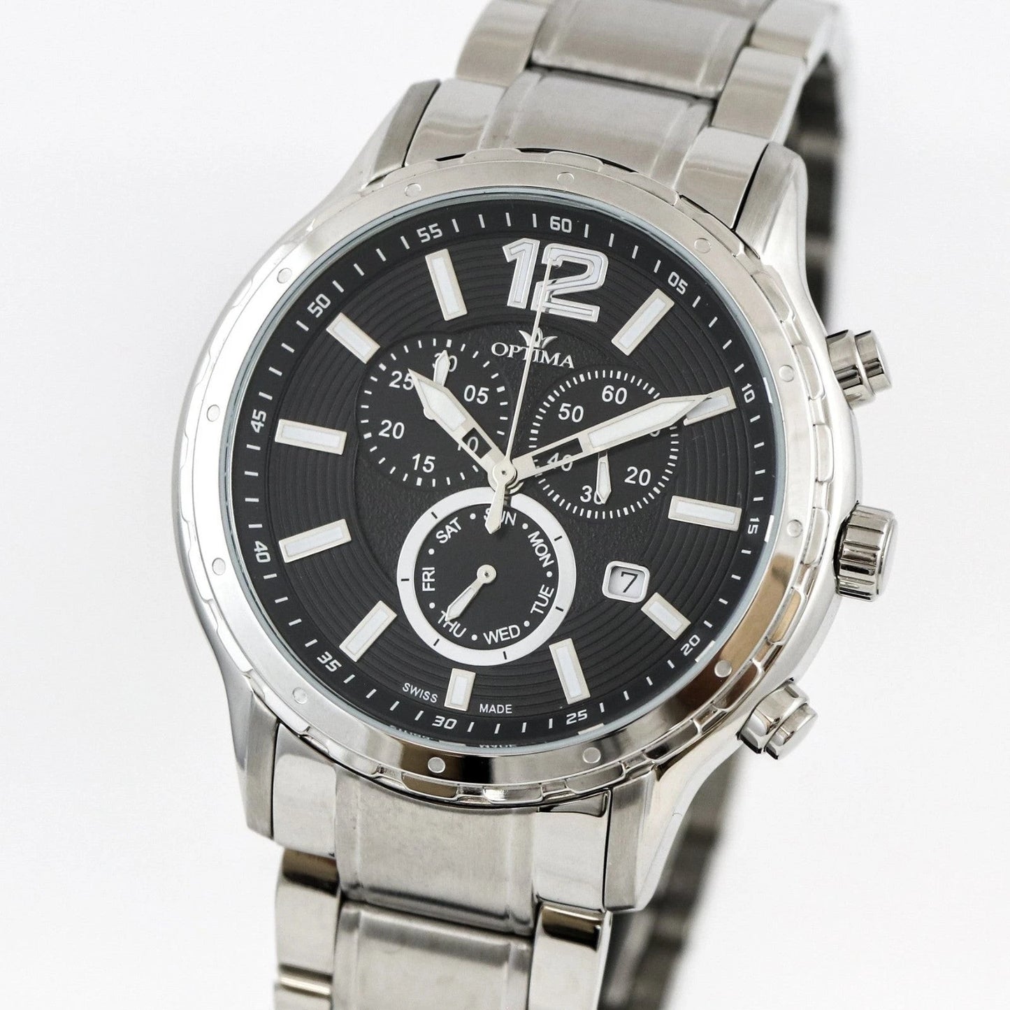Optima • Swiss Chronograph Watch • Stainless Steel • 44.5mm • Quartz• 5ATM