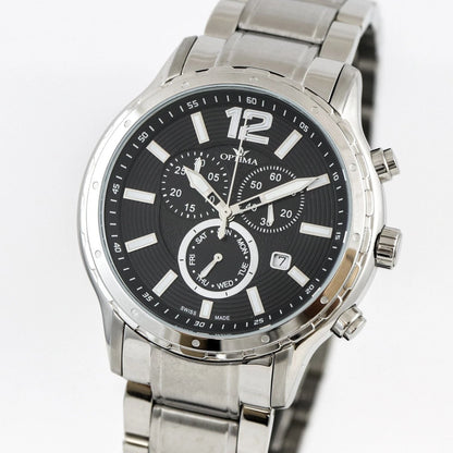 Optima • Swiss Chronograph Watch • Stainless Steel • 44.5mm • Quartz• 5ATM