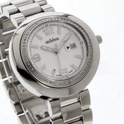 Geovani Swiss 38mm Stainless Steel Quartz Watch Gemset Bezel 3ATM GOL511