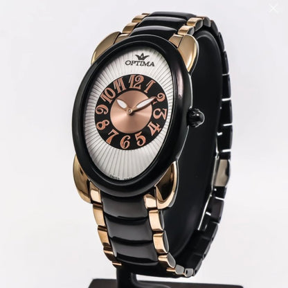 Optima Swiss Watch 35mm Oval Stainless Steel & PVD Rose Gold Quartz 5ATM OSL250