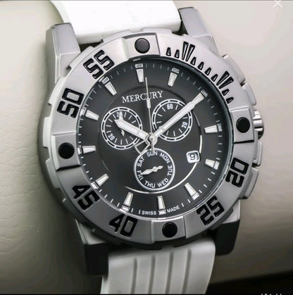 Mercury Swiss 44mm Stainless Steel Quartz Chronograph Watch 5ATM • ME10225